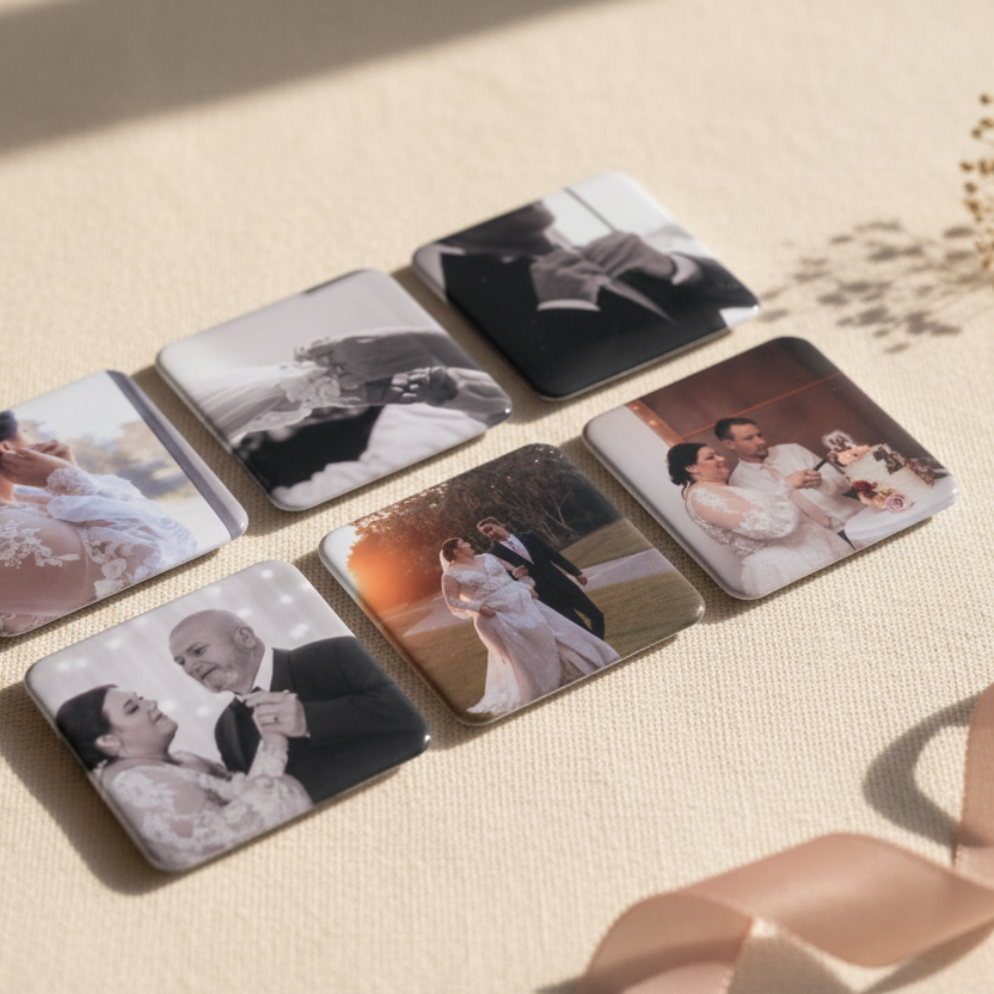 Personalised Wedding Photo Magnets | Custom 5x5cm Fridge Magnets