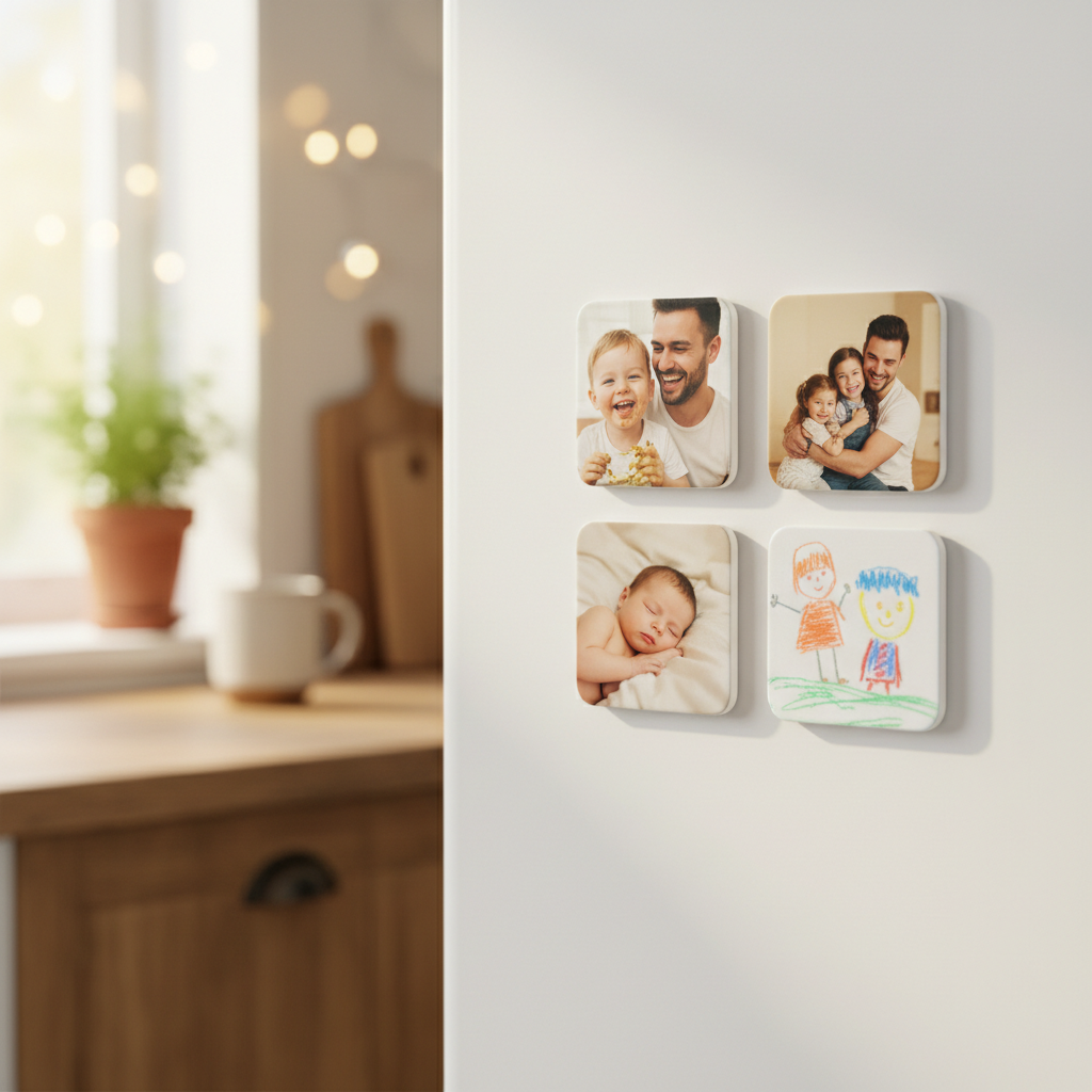 Personalised Photo Magnets on Fridge