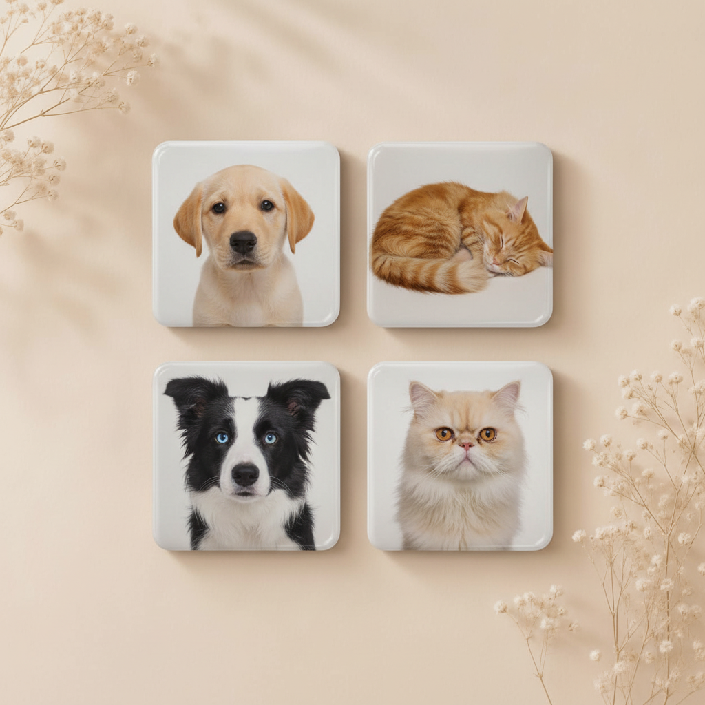 Pet Magnets on Fridge