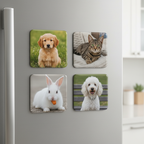 Pet Magnets on Silver Fridge